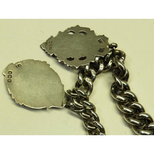 190 - SILVER BRACELET & FOUR FOBS