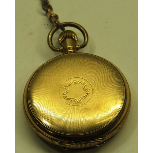 260 - PLATED POCKET WATCH & CHAIN IN WORKING ORDER