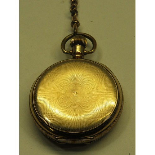 260 - PLATED POCKET WATCH & CHAIN IN WORKING ORDER