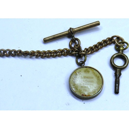 260 - PLATED POCKET WATCH & CHAIN IN WORKING ORDER