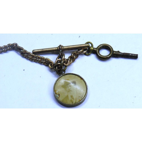 260 - PLATED POCKET WATCH & CHAIN IN WORKING ORDER