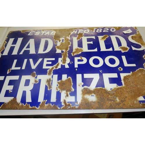 291 - HADFIELD LIVERPOOL METAL SIGN