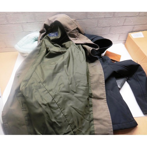 377 - 2 CHILDREN'S COATS, LADIES COAT AND A SELECTION OF WALLETS