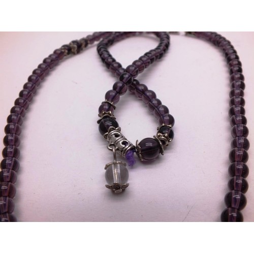 326 - VINTAGE AMETHYST BEAD NECKLACE APPROX LENGTH 28