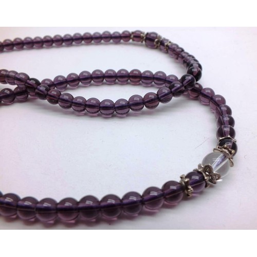 326 - VINTAGE AMETHYST BEAD NECKLACE APPROX LENGTH 28