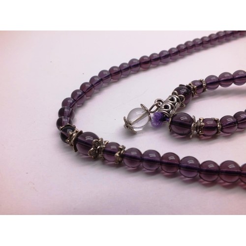 326 - VINTAGE AMETHYST BEAD NECKLACE APPROX LENGTH 28