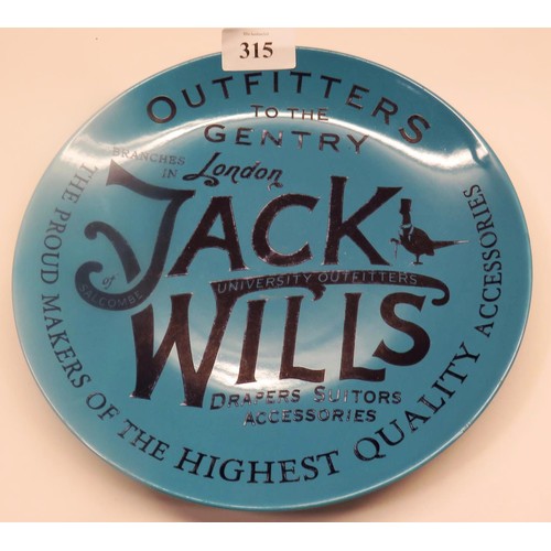 315 - VINTAGE JACK WILLS OUTFITTERS TO THE GENTRY PLATE