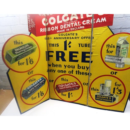 336 - LARGE CARDBOARD COLGATES ADVERTISING FOLDING SIGN