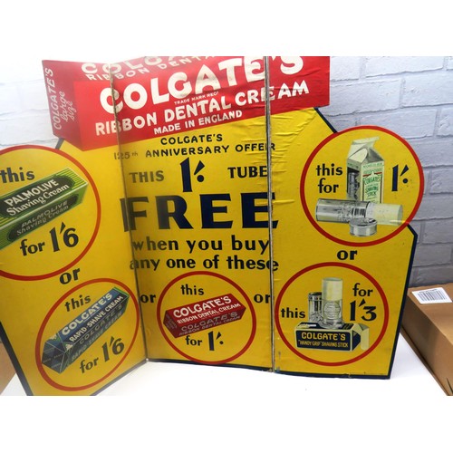 336 - LARGE CARDBOARD COLGATES ADVERTISING FOLDING SIGN