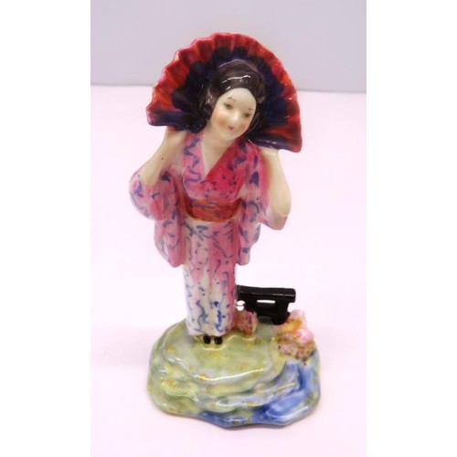 514 - VINTAGE COLLECTABLES INCLUDES ROYAL DOULTON YUM YUM, ROYAL DOULTON FAIRY, CARVED JADE ON STAND