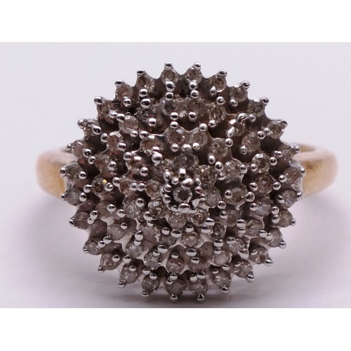 397 - 9 CARAT LADIES CLUSTER RING- SIZE P -4.32G