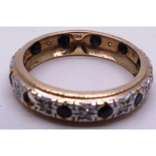 399 - 9 CARAT GOLD AND DIAMOND FULL ETERNITY RING- SIZE T- 3.25G