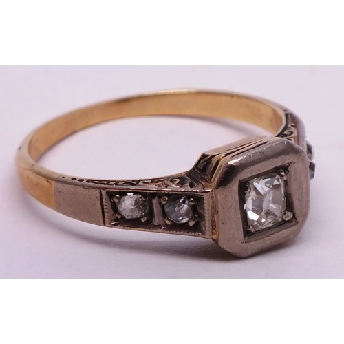 410 - 14 CARAT GOLD AND DIAMOND LADIES RING- UK SIZE N- 3.01G