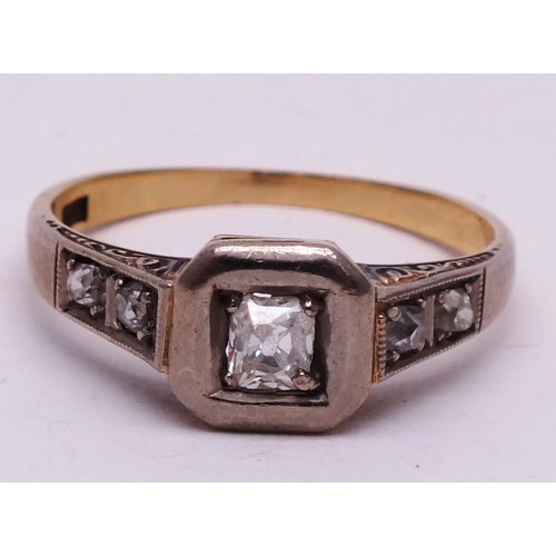 410 - 14 CARAT GOLD AND DIAMOND LADIES RING- UK SIZE N- 3.01G