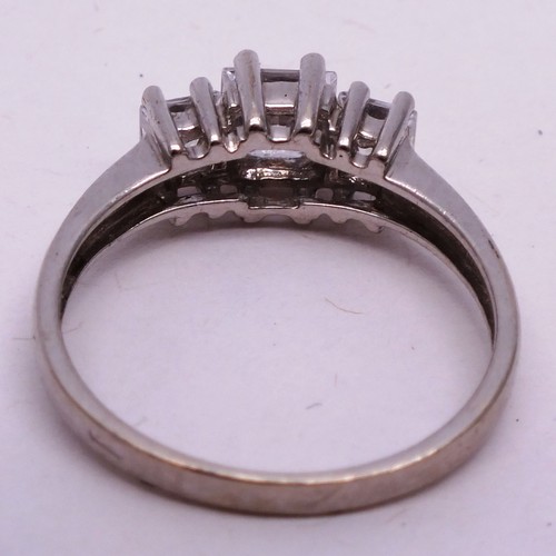 412 - 9CARAT WHITE GOLD AND CZ LADIES RING- SIZE O- 2.61G