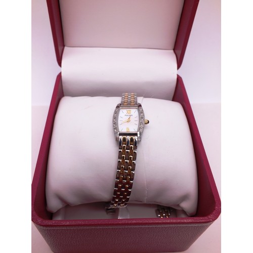 419 - PULSAR DIAMOND LADIES WATCH- BOX AND PAPERS SPARE LINKS AND DIAMOND CERTIFICATE 0.85CT