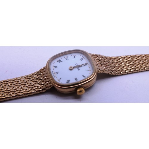 422 - 9CT GOLD LADIES OMEGA WATCH- EUROPEAN HALLMARKS