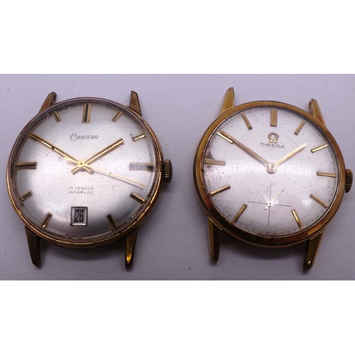 423A - TWO GOLD PLATED MENS WATCHES- OMEGA AND CHATEAU