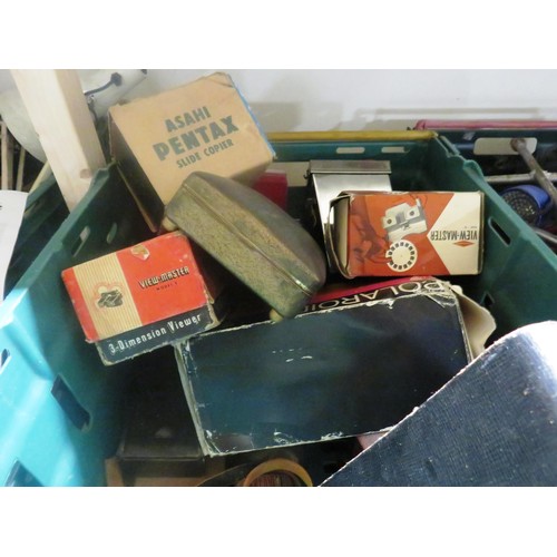 498 - BOX OF COLLECTABLES & CAMERAS