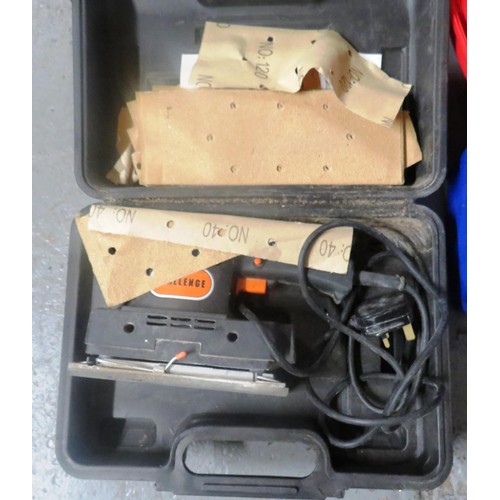 530 - BOX OF TOOLS & THREE POWER TOOLS