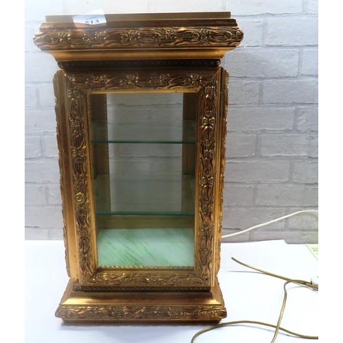 513 - ORNATE GOLD GILT WOOD LIGHT UP DISPLAY CABINET