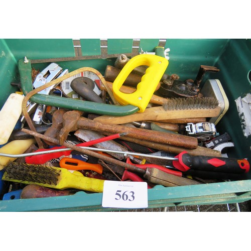 563 - BOX OF OLD TOOLS