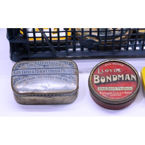 385 - BOX OF PELLET TINS & ADVERTISING