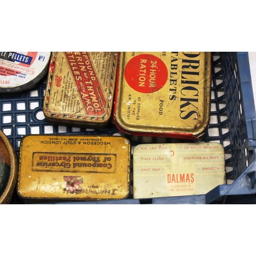 385 - BOX OF PELLET TINS & ADVERTISING