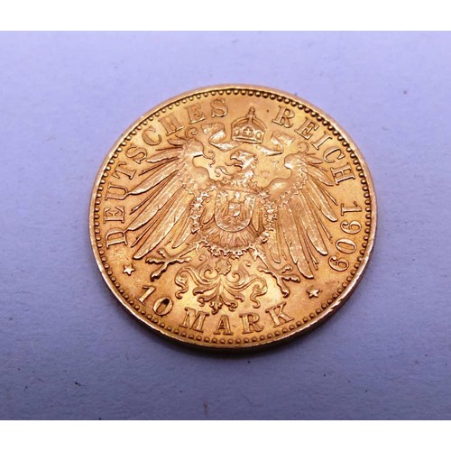 440 - GERMAN 10 MARK 1909- 3.982G