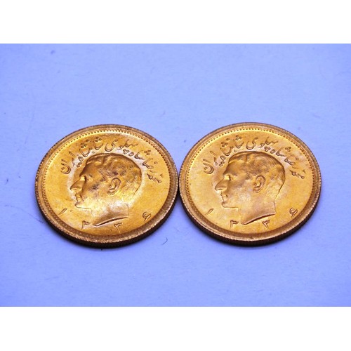 471 - 2X MOHAMMED REZA SHAH 1 PAHLAVI GOLD COIN-8.13G EACH