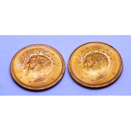 473 - 2X MOHAMMED REZA SHAH 1 PAHLAVI GOLD COIN-8.13G EACH