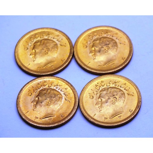 474 - 4 X MOHAMMED REZA SHAH 1 PAHLAVI GOLD COIN-8.13G EACH