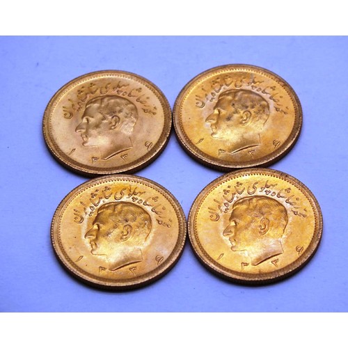 475 - 4X MOHAMMED REZA SHAH 1 PAHLAVI GOLD COIN-8.13G EACH