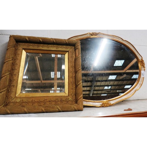 345 - TWO WALL MIRRORS, OVAL MIRROR AND BEVEL MIRROR