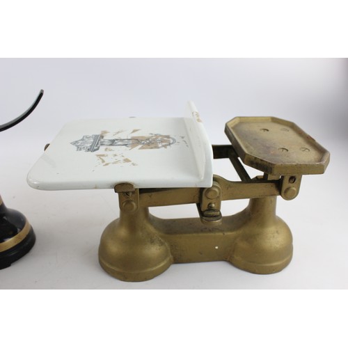 2 - 2 x Vintage Balance Scales & Mixed Weights Inc. W E Pollard & Son, Cast Iron