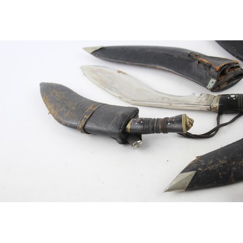 10 - 5 x Assorted Vintage KUKRI Inc Skinning Knives, Leather Scabbard Etc