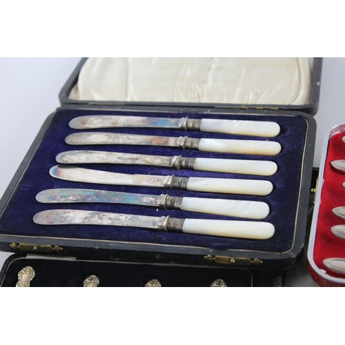 14 - 5 Sets of Vintage Boxed SILVER PLATE Cutlery Includes Mother of Pearl, Pastry Forks