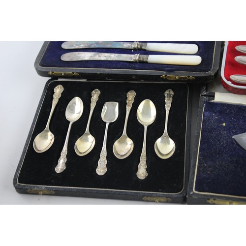 14 - 5 Sets of Vintage Boxed SILVER PLATE Cutlery Includes Mother of Pearl, Pastry Forks