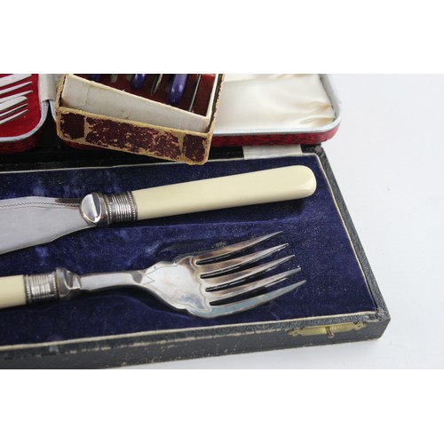 14 - 5 Sets of Vintage Boxed SILVER PLATE Cutlery Includes Mother of Pearl, Pastry Forks