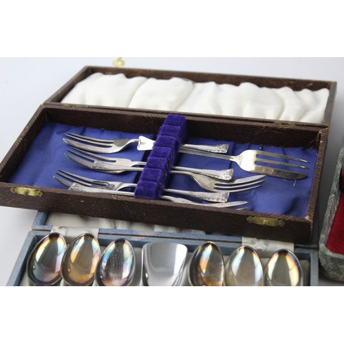 18 - Five Sets of Vintage Boxed SILVER PLATE Cutlery Includes Mother of Pearl, Pastry Forks