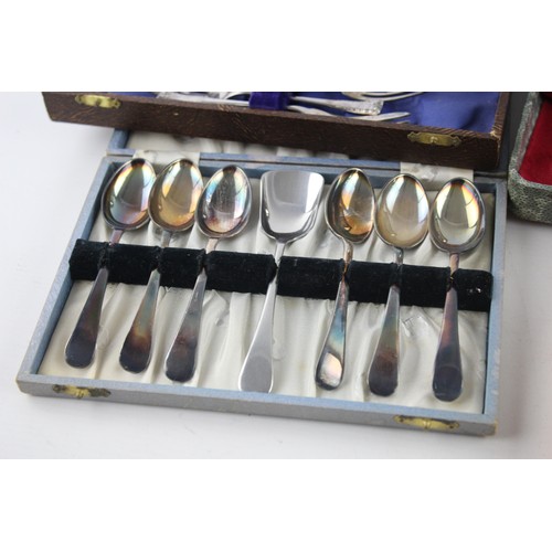 18 - Five Sets of Vintage Boxed SILVER PLATE Cutlery Includes Mother of Pearl, Pastry Forks