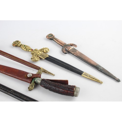 22 - Six Assorted Vintage KNIVES & DAGGERS Includes Decorative, Sword Style, Brass Detail