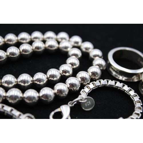 25 - 4 x Retro Fashion JEWELLERY - Necklace, Bracelet, Silver Tone, Rings, Engraved