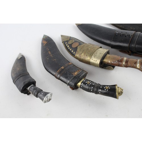 34 - 5 x Assorted Vintage KUKRI Includes Skinning Knives, Leather Scabbard Etc