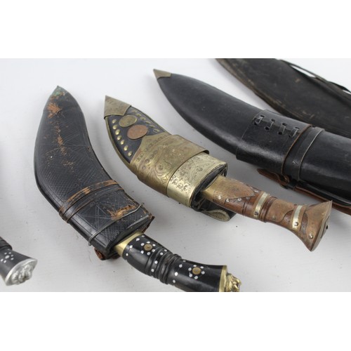 34 - 5 x Assorted Vintage KUKRI Includes Skinning Knives, Leather Scabbard Etc