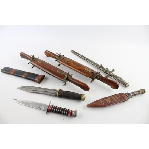 42 - 6 x Assorted Vintage KNIVES & DAGGERS Includes Decorative, Wooden, Fish Slice Etc