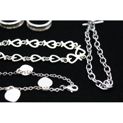 59 - 4 x Retro Fashion JEWELLERY inc. Silver Tone, Earrings, Bracelets, Hearts, T-Bar