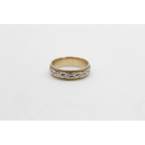 84 - 9ct yellow & white gold vintage diamond knot eternity ring (4.3g) SIZE Q