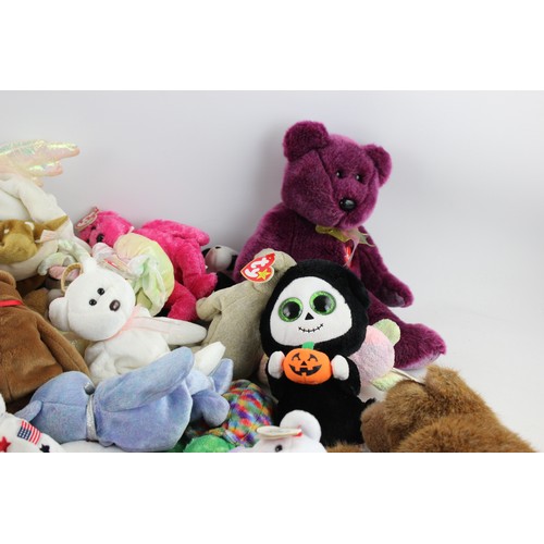 86 - Job Lot of Assorted TY Beanie Babies Inc Halloween, Tags, Harrods, Bears Etc