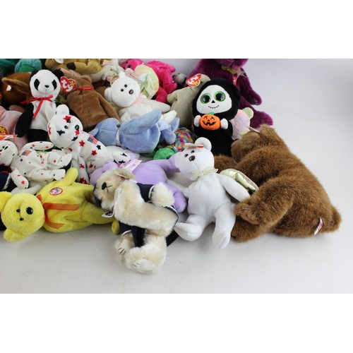 86 - Job Lot of Assorted TY Beanie Babies Inc Halloween, Tags, Harrods, Bears Etc